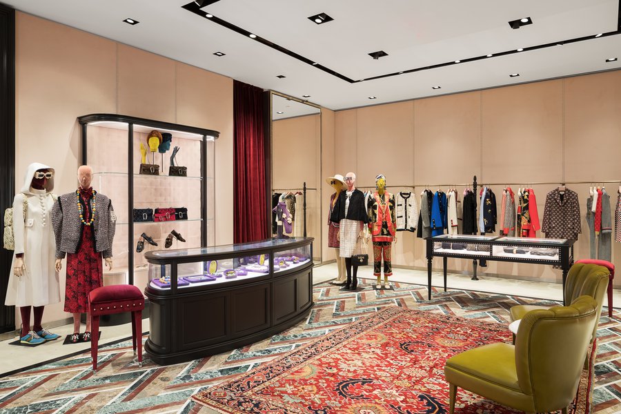 MANHASSET, NEW YORK - JUNE 7, 2020: Gucci Store Boards Up As A